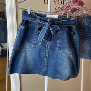 jean skirt with a tie belt